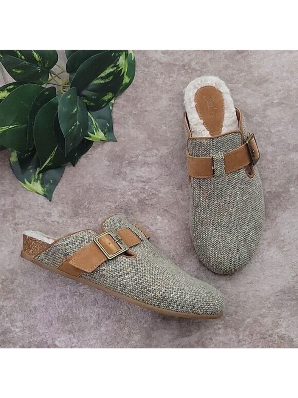 Zodiac Fabric Maui 1 Faux Fur Slip-on Clogs NEW Women's 8.5